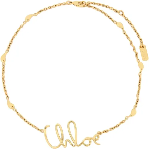 Vintage Gold Metall Halskette mit Logo-Anhänger - Chloé - Modalova