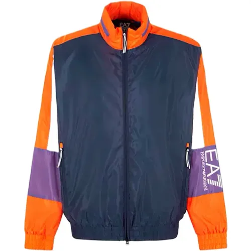 Hooded Jacket with Contrast Print , male, Sizes: L, XL, S, M - Emporio Armani EA7 - Modalova