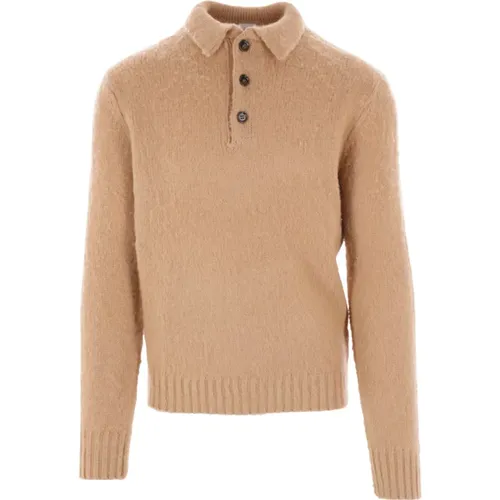 Camel Wool Polo Sweater , male, Sizes: L, 2XL - Aspesi - Modalova