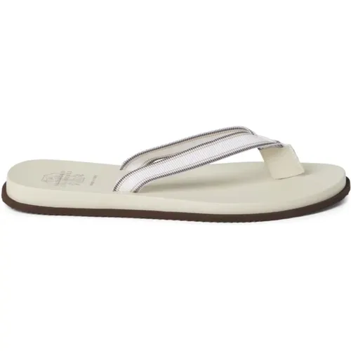 Gestreifte weiße Sandalen , Herren, Größe: 40 EU - BRUNELLO CUCINELLI - Modalova