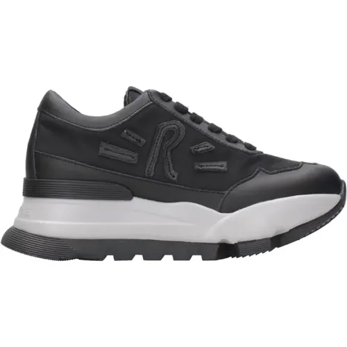 Schwarze Sneakers mit Plateausohle , Damen, Größe: 38 EU - Rucoline - Modalova