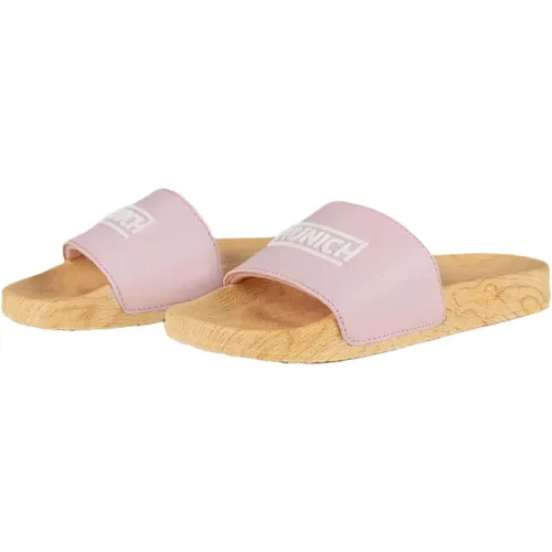 Flache Slider Holz Flip-Flops , Damen, Größe: 39 EU - Munich - Modalova