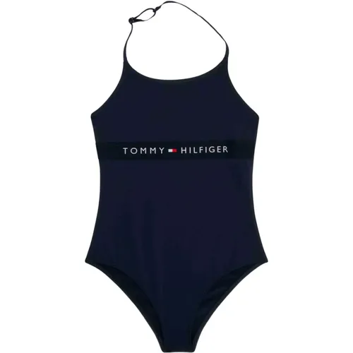 Dunkelblauner Badeanzug mit Logoband - Tommy Hilfiger - Modalova