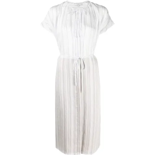 Drapey stripe shirred dress , female, Sizes: L, M, S - Vince - Modalova