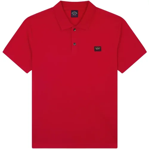 Organisches Baumwoll-Polo-Shirt in Rot , Herren, Größe: L - PAUL & SHARK - Modalova