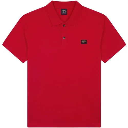 Organisches Baumwoll-Polo-Shirt in Rot , Herren, Größe: 3XL - PAUL & SHARK - Modalova