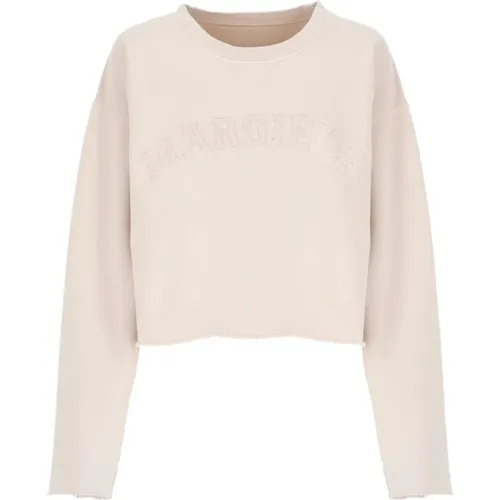 Rosa Baumwoll-Sweatshirt mit Rundhalsausschnitt , Damen, Größe: M - Maison Margiela - Modalova