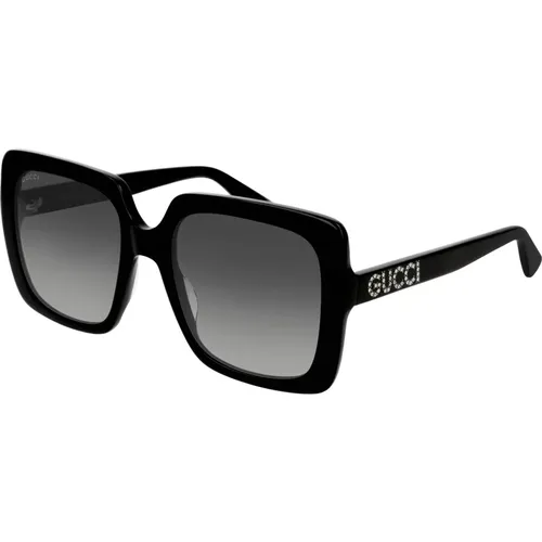 Schwarz/Grau Getönte Sonnenbrille , Damen, Größe: 54 MM - Gucci - Modalova