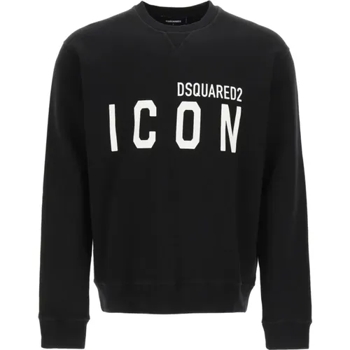 Icon Rundhals-Sweatshirt mit Logo-Print , Herren, Größe: L - Dsquared2 - Modalova