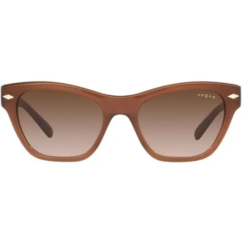 Opalbraune Sonnenbrille mit braun getönten Gläsern , Damen, Größe: 51 MM - Vogue - Modalova