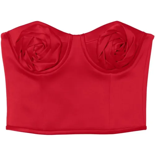 Rotes Satin-Balconette-Top mit Faux-Rosen-Detail - Marc Jacobs - Modalova