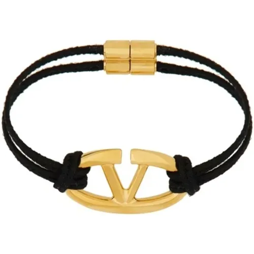 Schwarzes Baumwoll V-Logo Armband - Valentino Garavani - Modalova