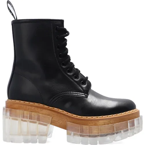 Lace-Up Leather Boots , female, Sizes: 8 UK - Stella Mccartney - Modalova
