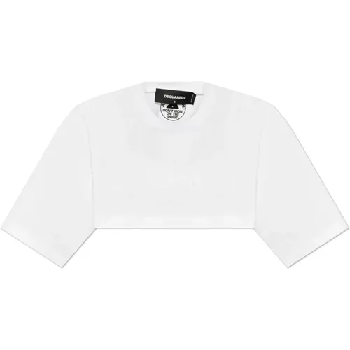 Kurzes locker sitzendes T-Shirt , Damen, Größe: L - Dsquared2 - Modalova