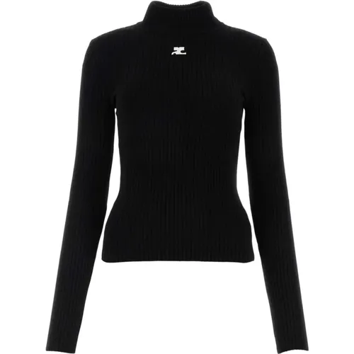 Schwarzer Viskosemischpullover , Damen, Größe: M - Courrèges - Modalova