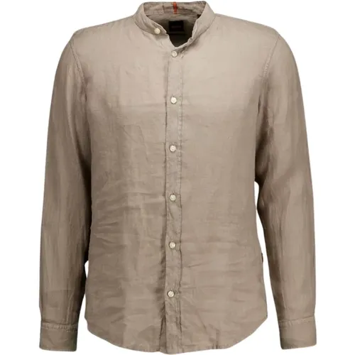 Stylish Race Linen Shirt , male, Sizes: XL, 2XL - Boss Orange - Modalova