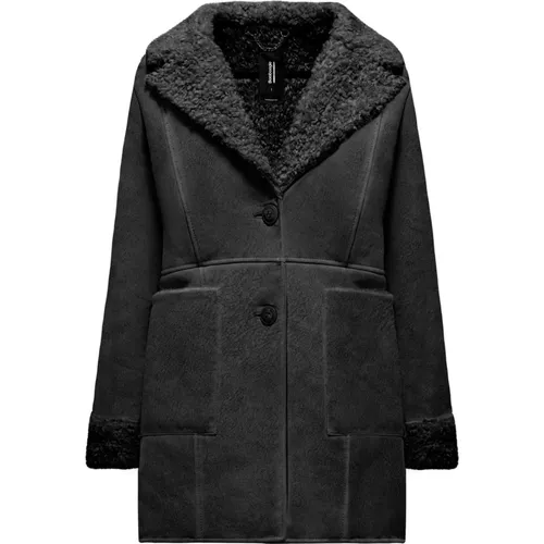 Eco-Fur Suede Coat with Wide Lapels , female, Sizes: M, L, XL, S - BomBoogie - Modalova