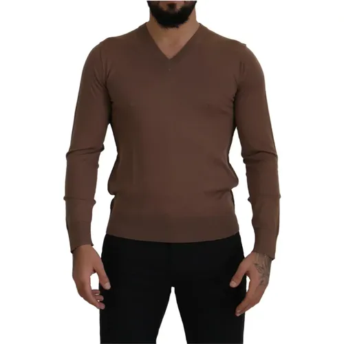 Stunning Wool V-neck Sweater , male, Sizes: M - Dolce & Gabbana - Modalova