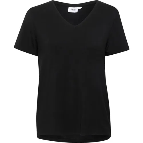 Adeliasz V-N T-Shirt Schwarz , Damen, Größe: L - Saint Tropez - Modalova