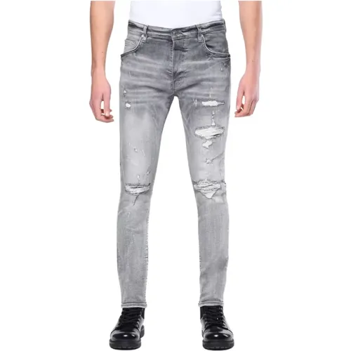Men's Light Grey Ripped Jeans , male, Sizes: W31 - My Brand - Modalova