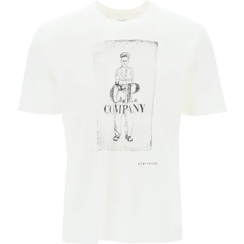 Cp company printed t-shirt with , male, Sizes: L, M - C.P. Company - Modalova