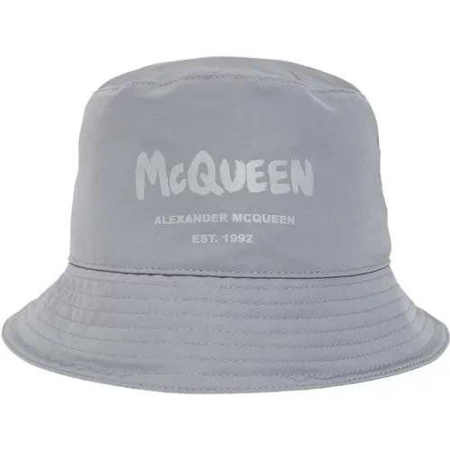Grauer Logo Print Bucket Hat , Herren, Größe: S - alexander mcqueen - Modalova