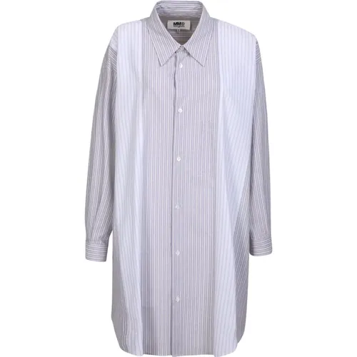 Grey Striped Shirt Dress , female, Sizes: M - MM6 Maison Margiela - Modalova