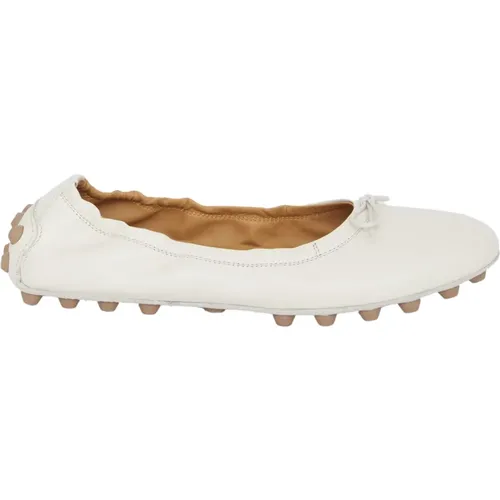 Creme Lammleder Schleifen Ballerinas , Damen, Größe: 35 EU - TOD'S - Modalova