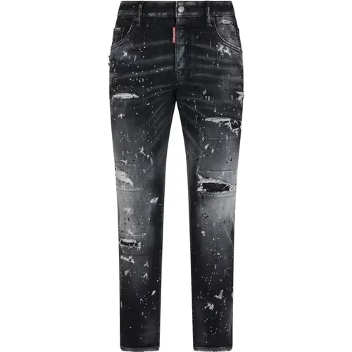 Schwarze Kristall Slim Fit Jeans , Herren, Größe: 3XL - Dsquared2 - Modalova