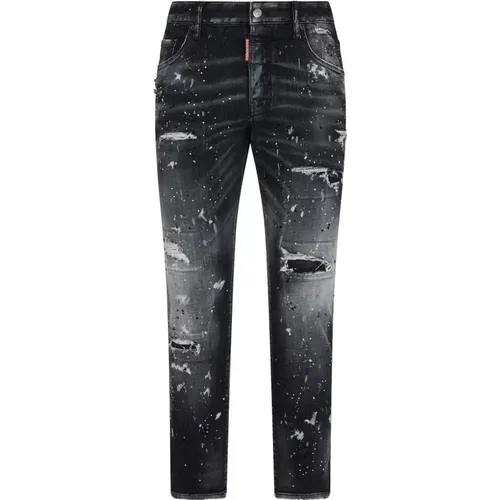 Schwarze Kristall Slim Fit Jeans - Dsquared2 - Modalova