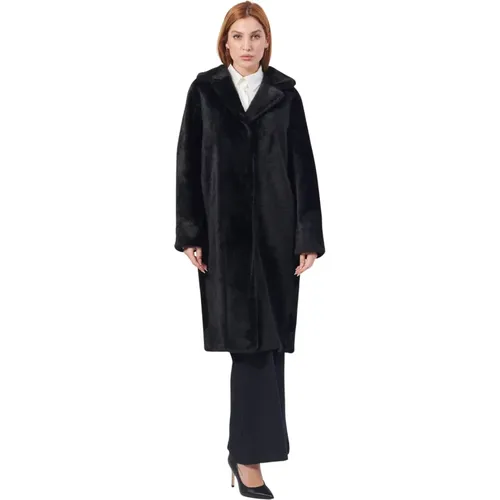 Schwarzer Langer Wendbarer Mantel Eleganter Stil , Damen, Größe: 2XL - YES ZEE - Modalova