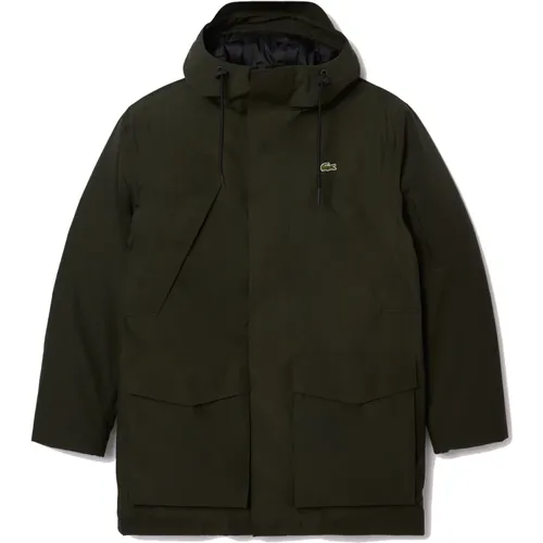 Wasserdichte Gepolsterte Parka Khaki Grün , Herren, Größe: M - Lacoste - Modalova