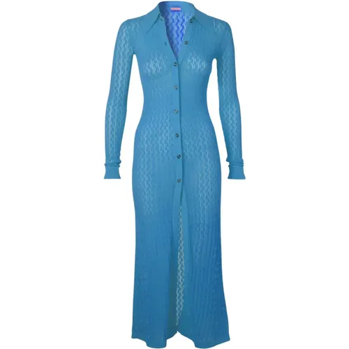 Turquoise Pointelle Knit Midi Dress , female, Sizes: S - Dodo BAR OR - Modalova
