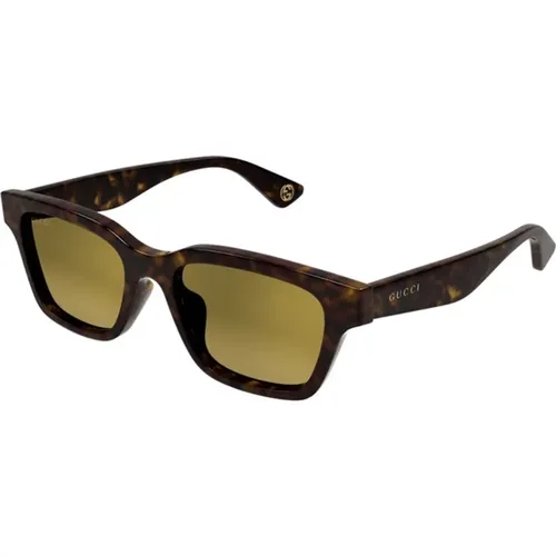 Havana Gold Sunglasses Gg1641Sa Model , male, Sizes: 53 MM - Gucci - Modalova