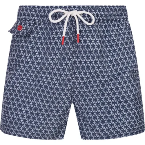 Navy Floral Swim Shorts , male, Sizes: XL - Kiton - Modalova