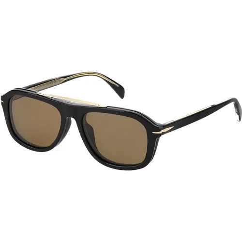 Schwarze/Braune Clip-On Sonnenbrille , Herren, Größe: 54 MM - Eyewear by David Beckham - Modalova