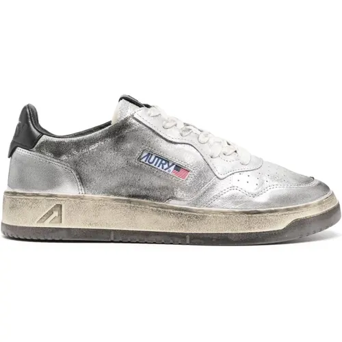 Vintage Silberne Ledersneakers - Autry - Modalova