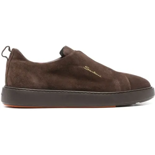 Suede Slip-On Sneakers , male, Sizes: 8 UK, 6 UK, 10 UK, 7 UK, 9 UK, 9 1/2 UK, 6 1/2 UK, 8 1/2 UK, 7 1/2 UK, 10 1/2 UK - Santoni - Modalova