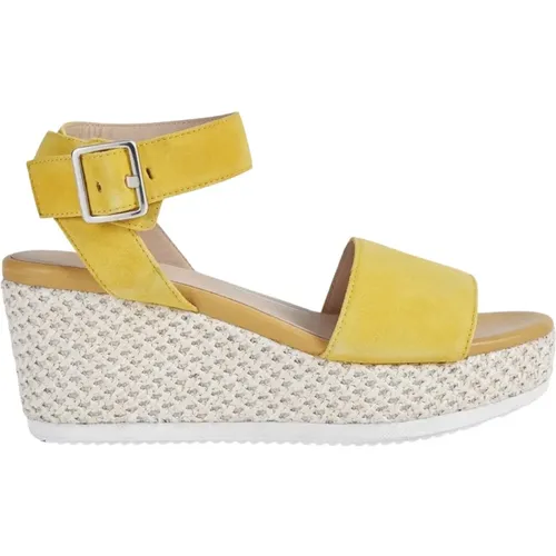 Gelbe flache Sandalen für Frauen , Damen, Größe: 39 EU - Geox - Modalova