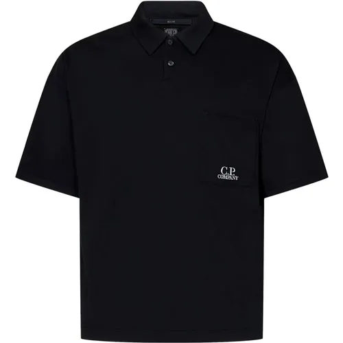 T-shirts and Polos with Contrasting Logo Embroidery , male, Sizes: M - C.P. Company - Modalova