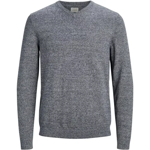 Blauer Marl Strickpullover mit langen Ärmeln , Herren, Größe: M - jack & jones - Modalova