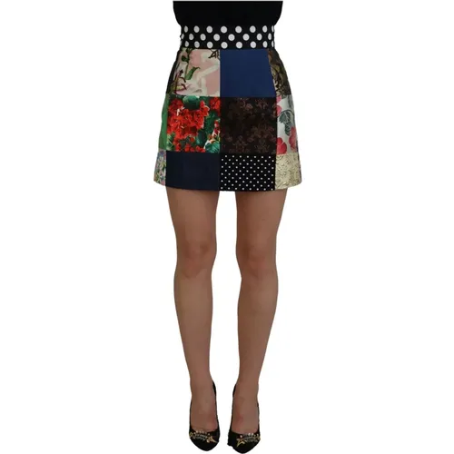 Majolica Patchwork Mini Skirt , female, Sizes: 2XS - Dolce & Gabbana - Modalova