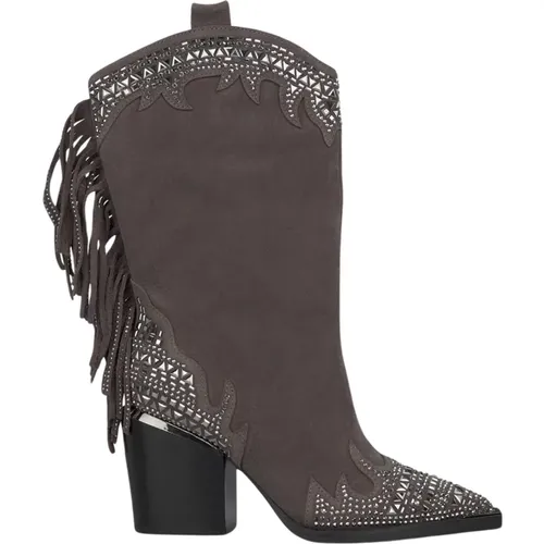 Fringed Block Heel Boot , female, Sizes: 2 UK, 7 UK, 6 UK, 8 UK, 4 UK, 5 UK, 3 UK - Alma en Pena - Modalova