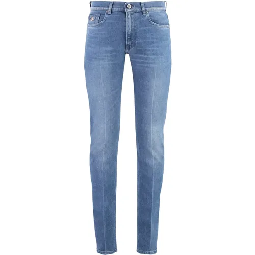 Slim Fit Jeans mit Lederlogo - Versace - Modalova