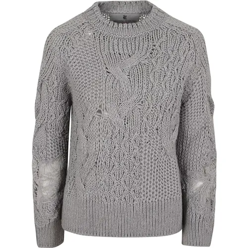 Grauer Wollpullover Rundhals - Ermanno Scervino - Modalova