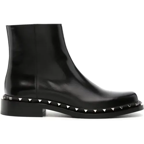 Rockstud Leather Boots , male, Sizes: 11 UK - Valentino Garavani - Modalova