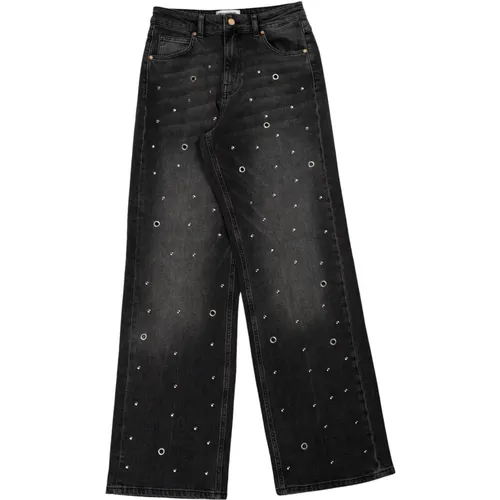 Graue Eyelet Straight-Leg Jeans , Damen, Größe: W30 - Essentiel Antwerp - Modalova