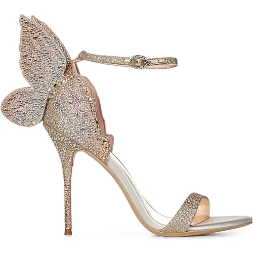 Champagne Glitter Sandals with Butterfly Wings , female, Sizes: 5 1/2 UK - Sophia Webster - Modalova