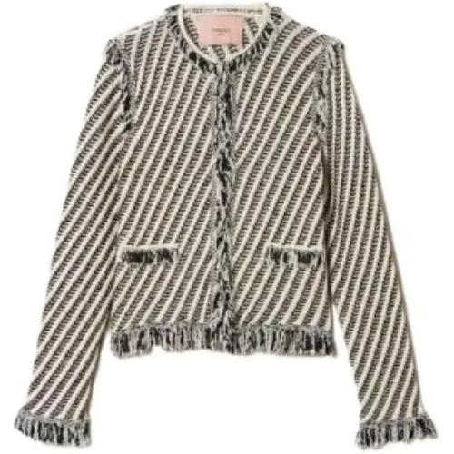 Striped Motif Jacket , female, Sizes: L, M, S - Twinset - Modalova