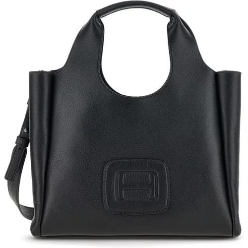 Tote Bags,Schwarze Logo-geprägte Tote Tasche - Hogan - Modalova